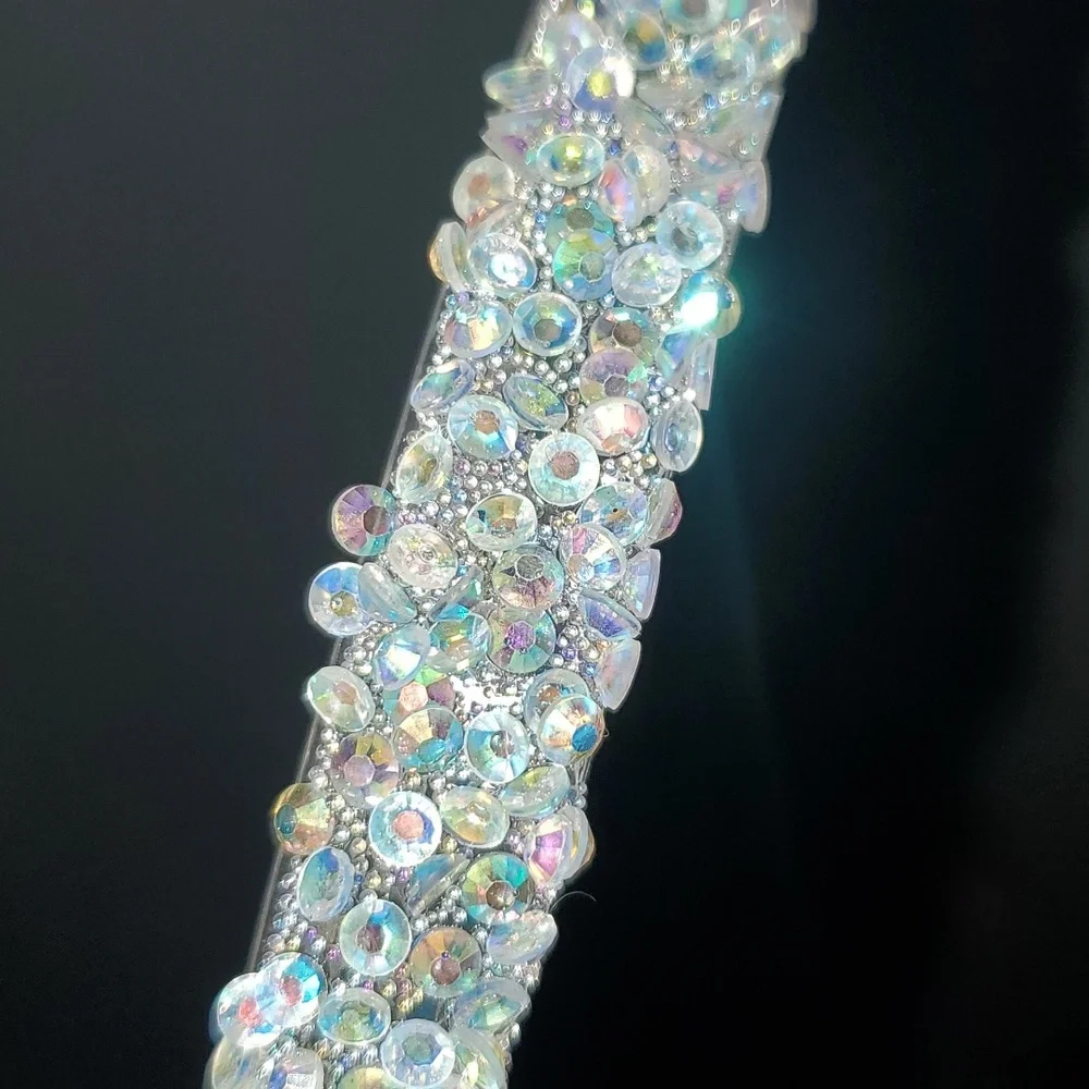 New boutique handmade rhinestone glitter flexible plastic headband - Picture 4 of 5